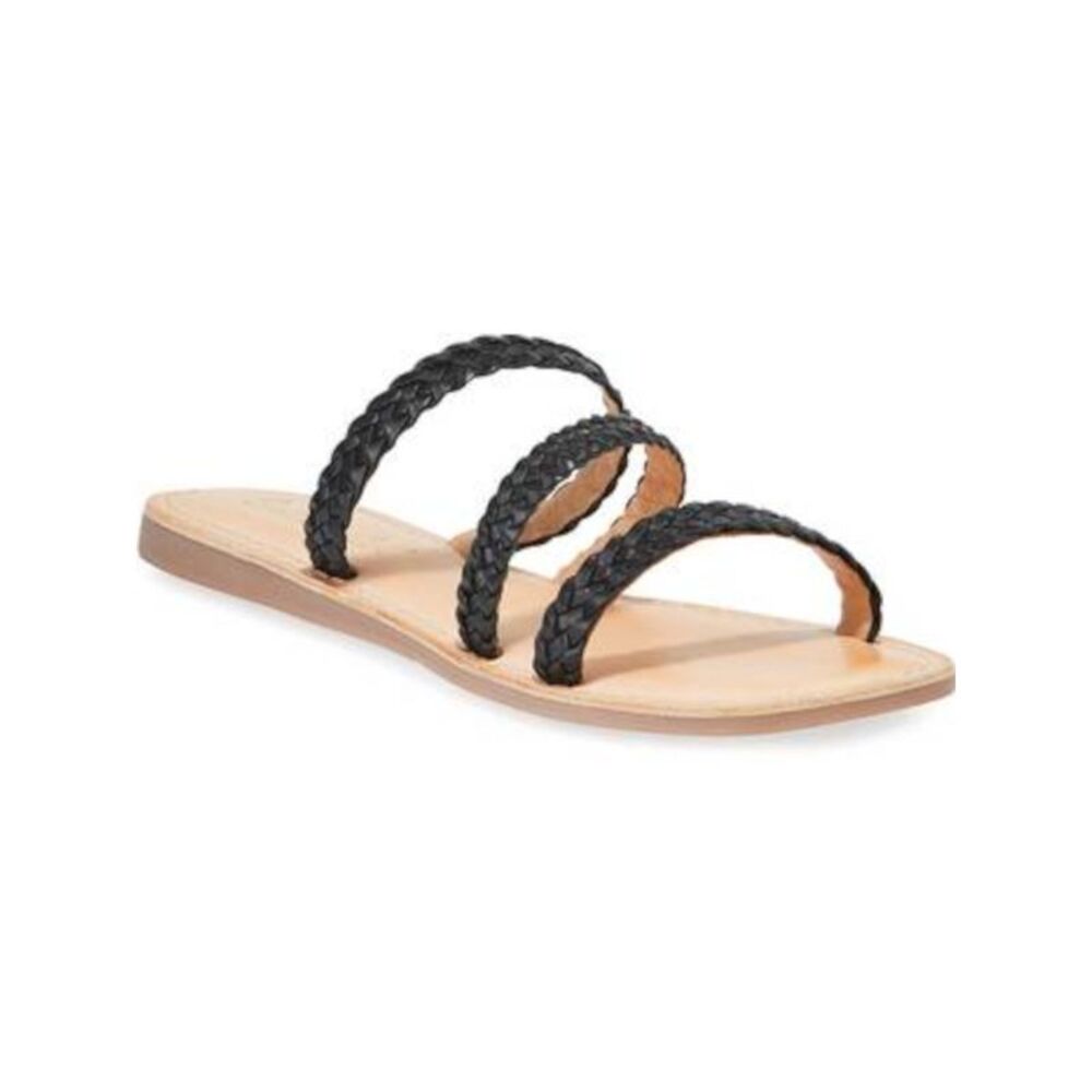 SPLENDID Womens Black Braided Thora Round Toe Slip On Sandals Shoes 7.5 M